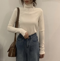 ms sweet end end autumn and winter new foreign style pile collar fungus edge warm and thin bottoming shirt soft waxy glutinous inner wear female