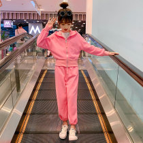 Girlsclothing red suit 2022 new childhood clothing autumn gas girls sports two tides