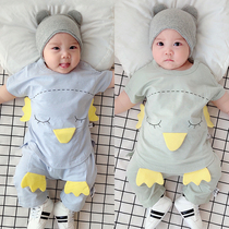 Baby Suit Summer Short Sleeves Pure Cotton Two Sets Infant Thin summer Mens baby Summer clothes Detached Summer