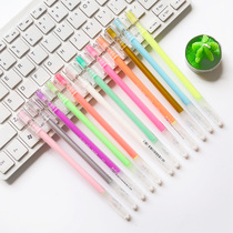 High light powder hand account color gel pen literary hipster simple transparent water pen 0 6mm cute signature pen