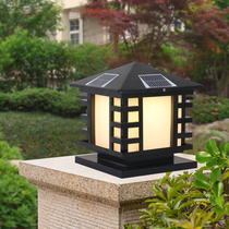 Solar column headlight outdoor waterproof garden villa courtyard wall light European-style fence door headlight dual-use