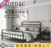  American simple modern wrought iron bed sheet double bed 1 2 1 5 1 8 meters light luxury childrens princess iron frame bed