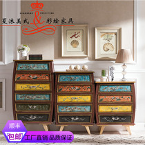 Nordic painted solid wood 45 Six bucket cabinets Home Painted Drawer Lockers Hotel Bedrooms Bedrooms nightstand Lamp desk