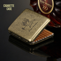 Retro 20-piece stainless steel cigarette case personality portable ultra-thin pressure-proof and moisture-proof creative automatic flip cover cigarette case cigarette holder