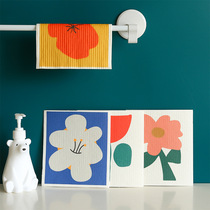 Kitchen creative water absorbent cleaning dish cloth Nordic simple thick non-stick oil pulp cotton bamboo cloth cloth