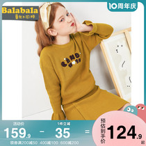 Bala Bala Girl Foreign Air Suit Skirt Long Sleeves Knit Two Sets Childrens Skirts 2022 Spring Autumn New Childrens Clothes