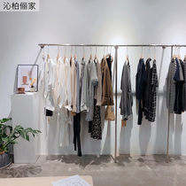 Korean clothing store hanger display stand stainless steel upper wall rack womens clothing rack display rack floor rack Silver