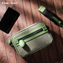 khaki scott mens fashion brand ins small pepper salt crossbody bag retro shoulder bag female cowhide camera bag