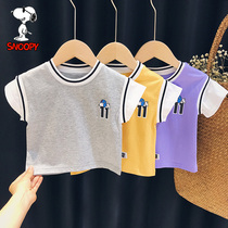 Shnuby Snoopy baby sports short sleeve T-shirt Summer Childrens foreign air false Two boy thin blouses