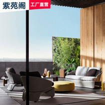 Outdoor Rattan Chair Sofa Combined Balcony Lounge Relax Area Casual Single Double Tea Table Outdoor Patio Hotel Rattan Furniture