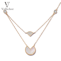 2021 New French elegant niche shell amulet necklace female S925 silver light luxury eating beans choker