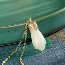 Xissu niche designer silver gold-plated corn and Tian Yu pendant necklace retro temperament chain