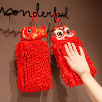 Chenille hand towel hanging cute absorbent handkerchief red festive hand towel bathroom kitchen handball