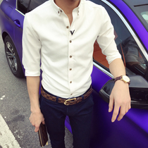 White shirt mens short-sleeved summer new business casual slim-fit inch shirt Korean version of the trend handsome three-point sleeve shirt men
