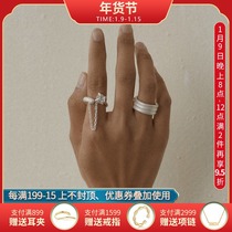 Ambient zircon long chain burned white sterling silver ring female opening index finger ring design sense fashion personality