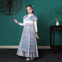 Childrens Hanfu costume Chinese style baby Super Fairy Tang costume dress Girl Guzheng performance costume Chinese school costume Autumn and winter