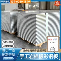 Handmade rock wool purification board composite sandwich color steel plate fireproof and heat insulation 50mm insulation board operating room partition wall ceiling