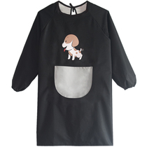 Kitchen waterproof and oil-proof adult gown long sleeve apron with sleeves full body men and womens work clothes cooking back wear enlarged