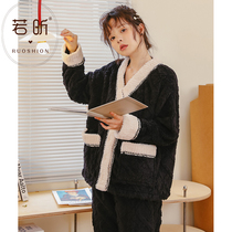 Coral Fleece Pyjamas Lady Spring Autumn Winter Money Sweet And Cute Thickened Flannel Suede Suit Students Warm Family Clothes