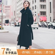 Woolen coat new autumn and winter padded wool double-sided wool coat female Hepburn wind high collar wool coat