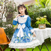 2022 Spring New Hanfu Girls Fashion Cute Ocean Loretta Long Sleeve Lolita Birthday Princess Dress