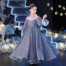 Childrens evening dress high-end host Flower Girl Wedding girl puffy princess dress childrens piano performance Winter