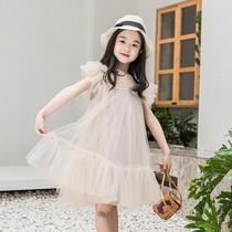  Girls dress summer 2021 new Western style little girl summer dress thin princess dress super fairy puffy yarn