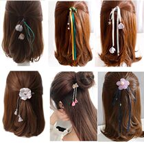 Sweet hair accessories set long ribbon hair rope headwear Hairband tie hair floral headdress head rope rubber band head accessories