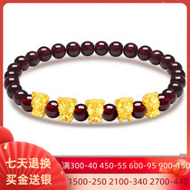 Five Fufu Tiger Gold Tiger Transfer Beads Garnet Bracelet Womens Gold 999 Zodiac Golden Tiger Ben Years Hand String