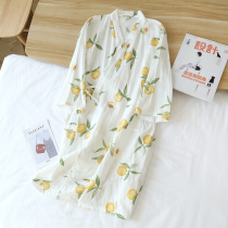 Spring summer and autumn Japanese cotton gauze kimono nightgown Home clothes Long pajamas Yukata Bathrobe sweat steaming sauna clothes