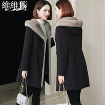 Vvix Fox female 2021 Winter new NI overcome coat long little man Rex rabbit liner detachable