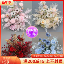 New fresh silver Lotus potted flower Persian leaf road Flower Wedding Hall finished flower Flower Flower point stage Flower