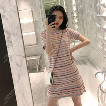 sandro bassa small fragrant wind knit one-piece dress Summer 2020 new short sleeves striped temperament slim short dress