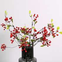 Simulation red small berries Home Residence Decoration Living Room Restaurant Flower Arrangement Flowers Art American Field Garden Emulation Flowers