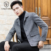 Double-sided Ni wool top Mens short autumn and winter Korean version of the frock coat cashmere-free fashion trend jacket