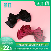  Wanning gold velvet bow hairpin hairpin back of the head hairpin ins wind fairy hair top clip Net red headdress word clip