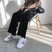 Big Code Broadlegged Pants Woman Autumn Winter High Waist Straight Drum Pants Fat Younger Sister Loose Kinny Gold Velvet Casual Sports Long Pants