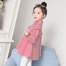 Girls foreign style striped shirt 2020 spring new children Korean casual shirt