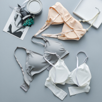 Ice silk seamless bandeau thin shoulder strap V-neck anti-naked chest wrap with chest pad Short womens bottoming small vest underwear