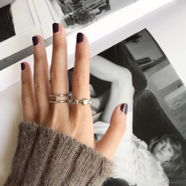 HO fashion ring whole body 925 sterling silver platinum plated open ring personality simple double ring girl