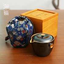 Yingge burnt handmade Peacock glaze 24k gold hand grab teapot ceramic single pot bubble teapot home kung fu tea set collection
