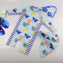 Korean childrens swimsuit one-piece warm baby baby sunscreen seaside surf suit small children quick-drying swimsuit hat