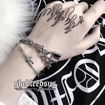 The place of imprisonment Hanfeng Net red clay cool hip hop dark wind couple bungee cross bracelet original chain bracelet