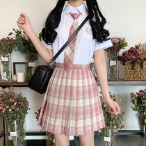(Raspberry black tea) pink pleated skirt JK uniform genuine Japanese girl sweet soft girl student short skirt female summer
