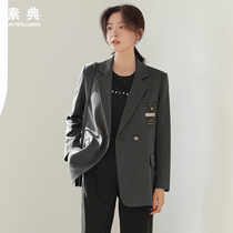 Korean version loose British style high-end wide-shoulder suit jacket womens 2022 spring and autumn new casual suit womens top