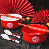 Wedding bowl chopsticks spoon Happy Bowl wedding wedding Cup Chinese wedding supplies wedding porcelain spoon wedding chopsticks