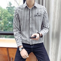 Short sleeve shirt mens summer tide ins stripes shirt Japanese Ruffian handsome coat Hong Kong style casual Ice Silk clothes