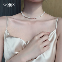 Baroque natural irregular pearl necklace female summer light extravagant and small crowd design sense lock bone chain accessories neck chain ornament