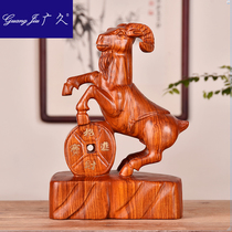 Huali solid wood carved sheep ornaments animal solid wood carving zodiac sheep crafts decoration gift HM1112