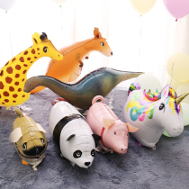 Walking animal balloon for babys first birthday party decorated with childrens cartoon aluminum film pet balloon